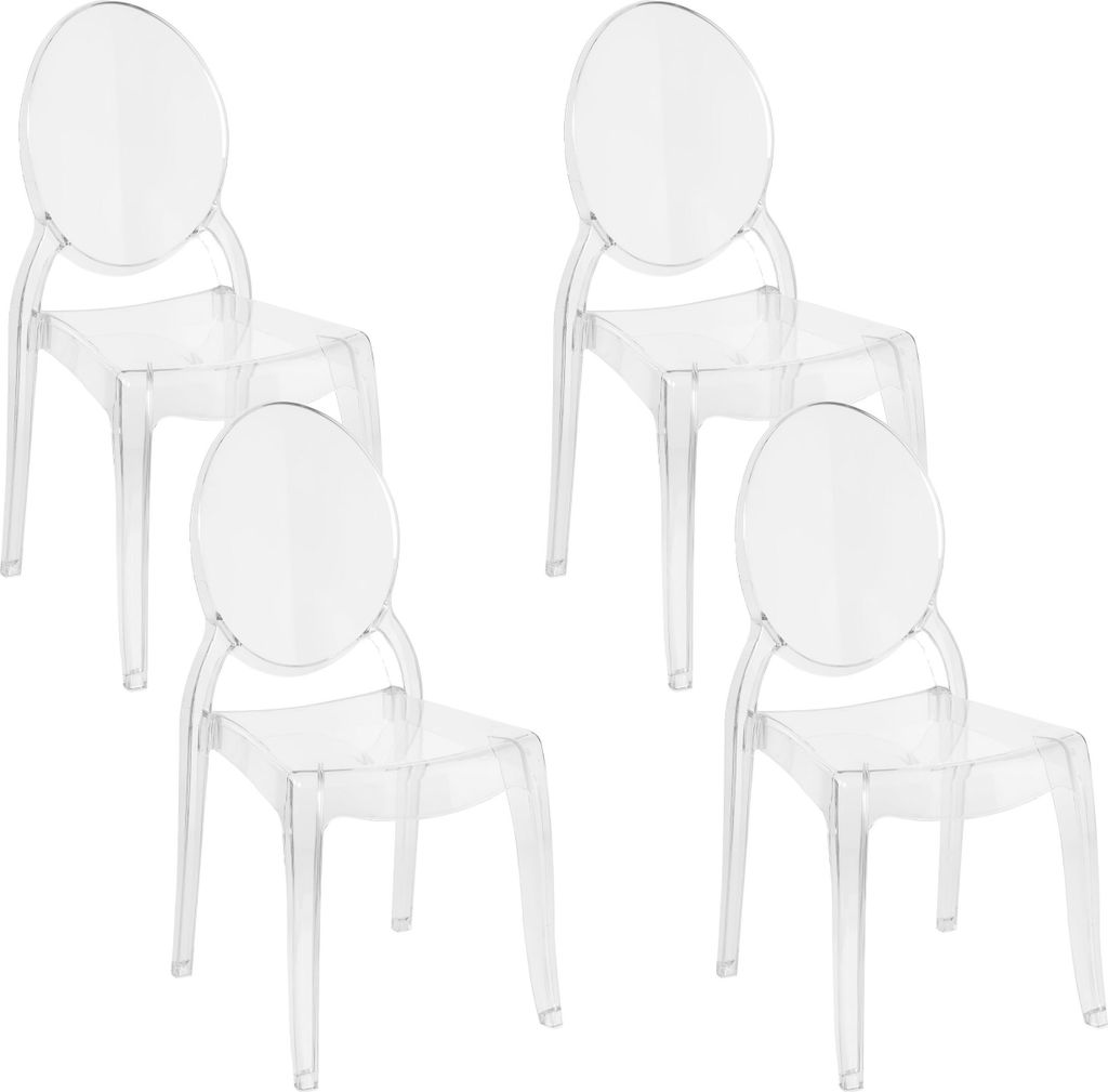 BELIANI Esszimmerstuhl 4er Set Transparent Kunststoff Produktbild 