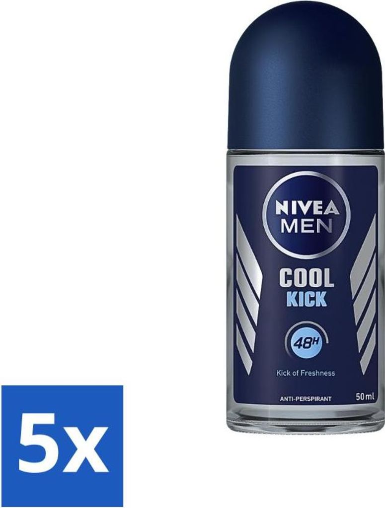 Nivea - Deo Roll-On - Men - Cool Kick FM - Antitranspirant - 50 ml - Vorteilspack - 5 Stücke