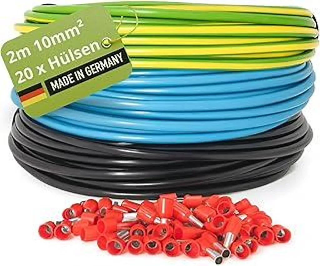 Kit Cablaggio 10mm² H07V-K VDE 3 Colori x 2m - Alta Conduttività 750V