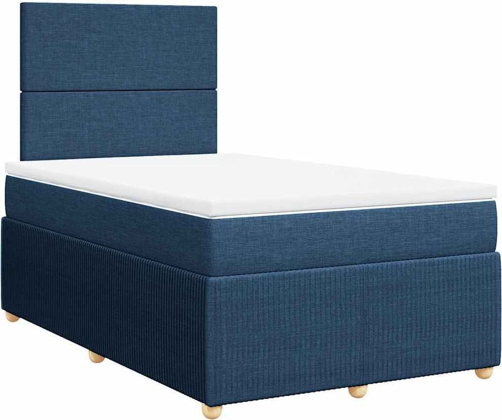 vidaXL Boxspringbett mit Matratze Blau 120x190 cm Stoff