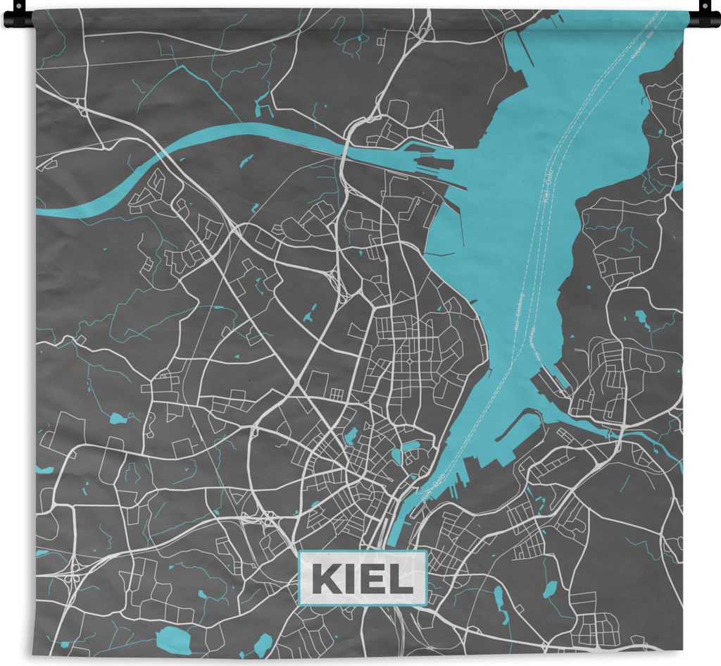 MuchoWow Wandteppich Wandbehang Stadtplan - Kiel - Deutschland - Karte 150x150 cm Tapisserie Dekoration Wandtuch - Wohnaccessoires - Modernes