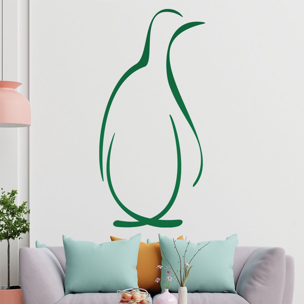 Pinguin Linien Wandtattoo in 6 Größen - Wandaufkleber Wall Sticker - Dekoration, Küche, Wohnzimmer, Schlafzimmer, Badezimmer