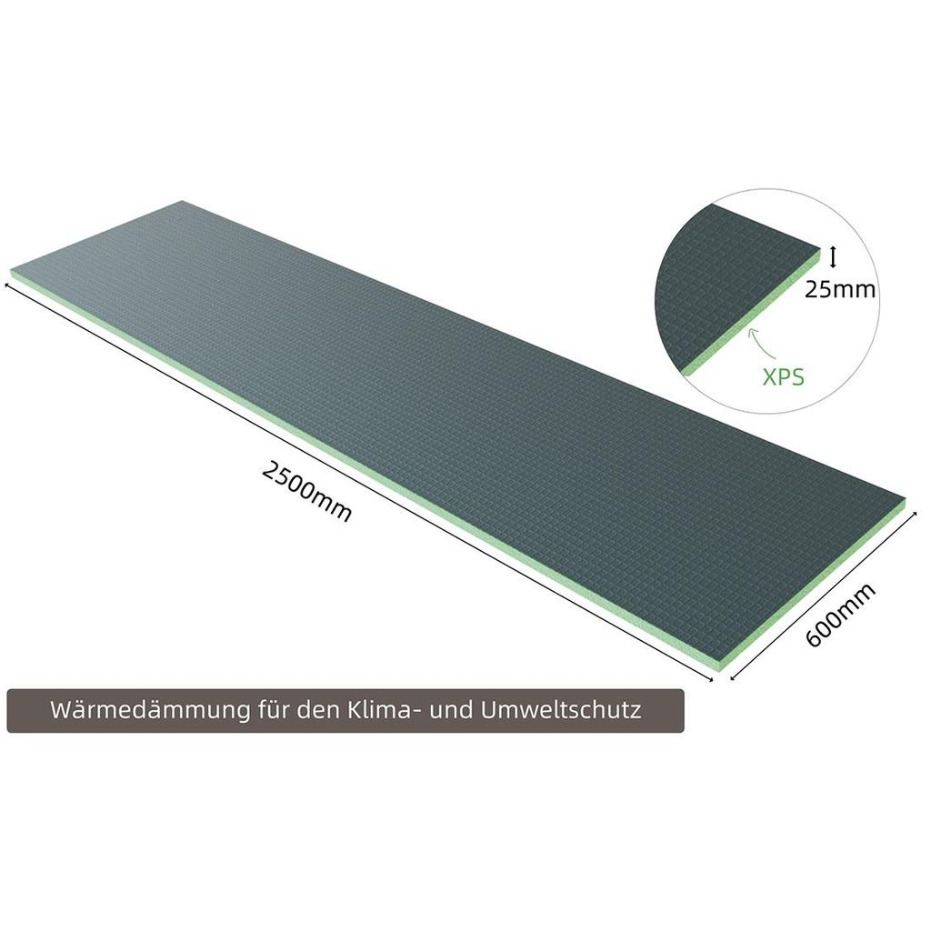 AICA 2500x600x25mm Bauplatte XPS Fliesenplatte Hartschaum Verrottungsbeständiger Dämmstoff Ausgleichplatte
