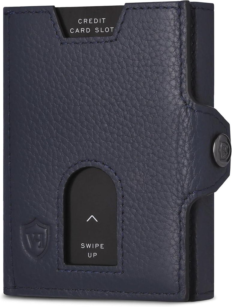 Slim Wallet mit XL Münzfach & RFID-Schutz, Leder Geldbörse klein, 5–10 Karten, Scheinfach, Mini Portemonnaie für Damen & Herren, kompakt