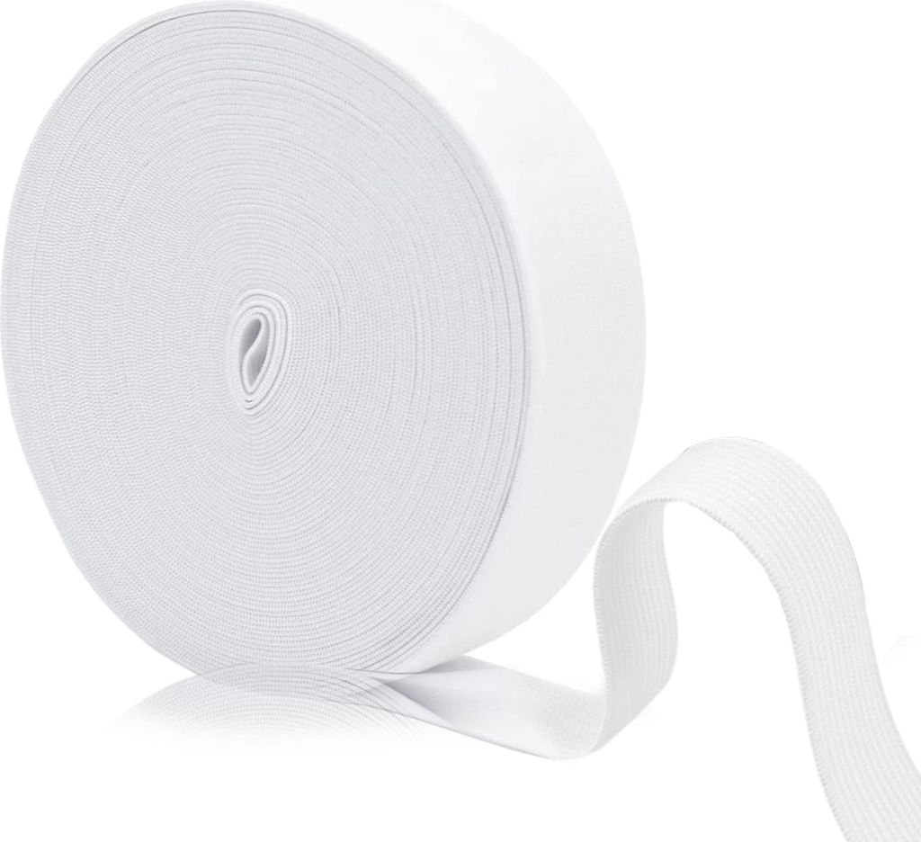 Rolle weiße flache Gummibänder, 2,5 x 1000 cm, Stretchband Produktbild 