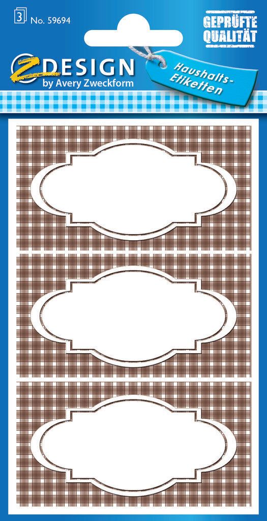 Haushaltsetiketten Kariert 9 Stück
