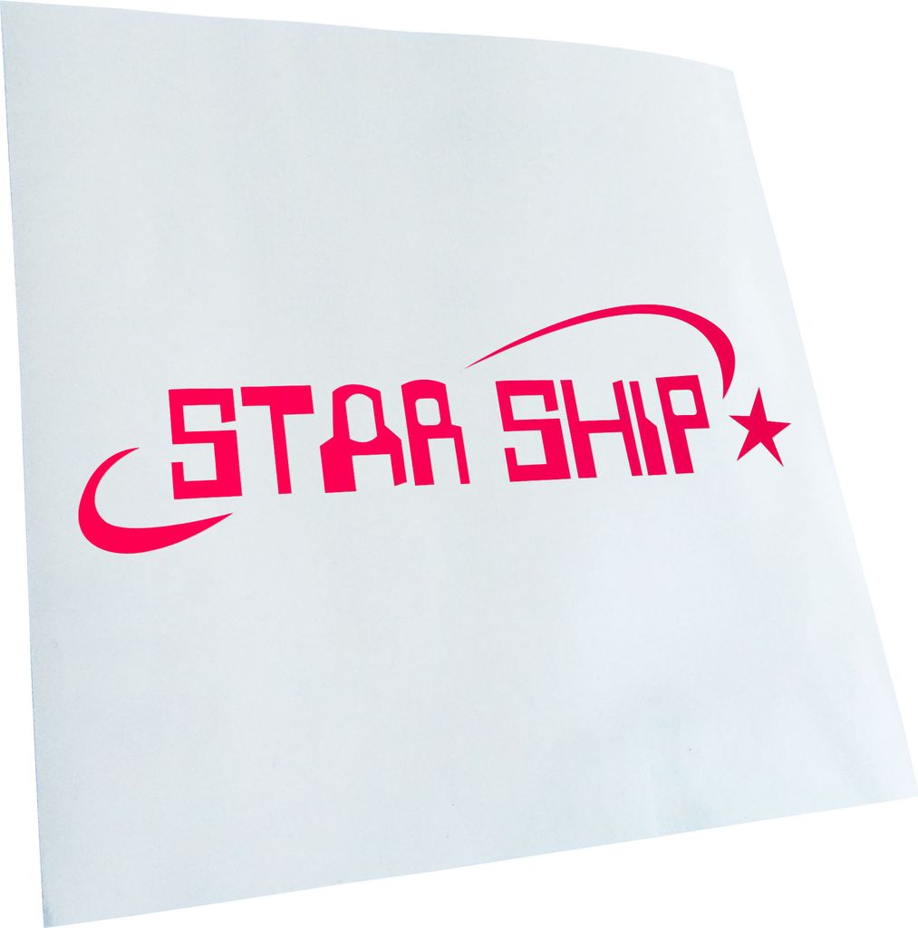 Kiwistar - Autoaufkleber - neonpink - 40 x 12 cm - Star Ship - Heckscheibenaufkleber - Aufkleber für Auto Kfz Fahrrad, LKW, Truck Mofa