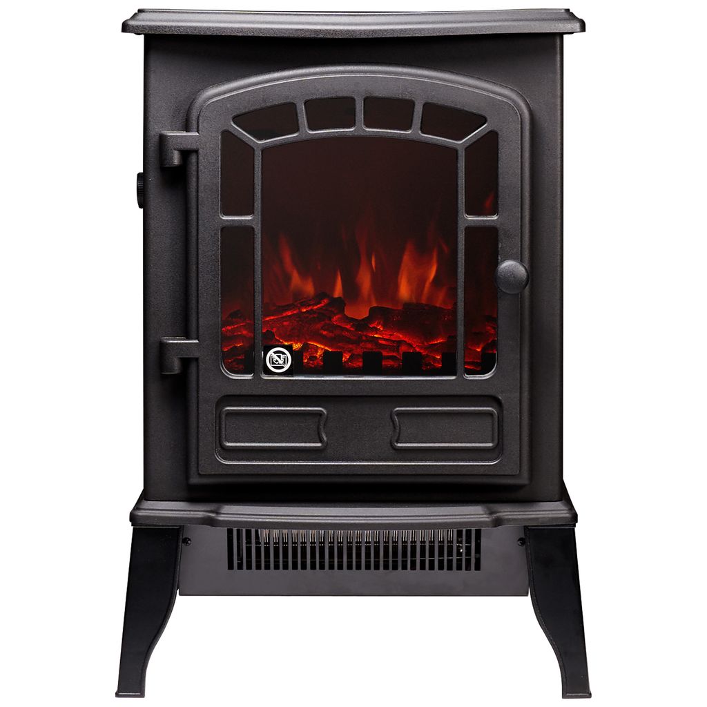 Sureflame Ripon Elektroherd in Schwarz, Maße 56,5cm x 38 cm x 24 cm, LED Flamme, Heizleistung 0,9 kW - 1,8 kW