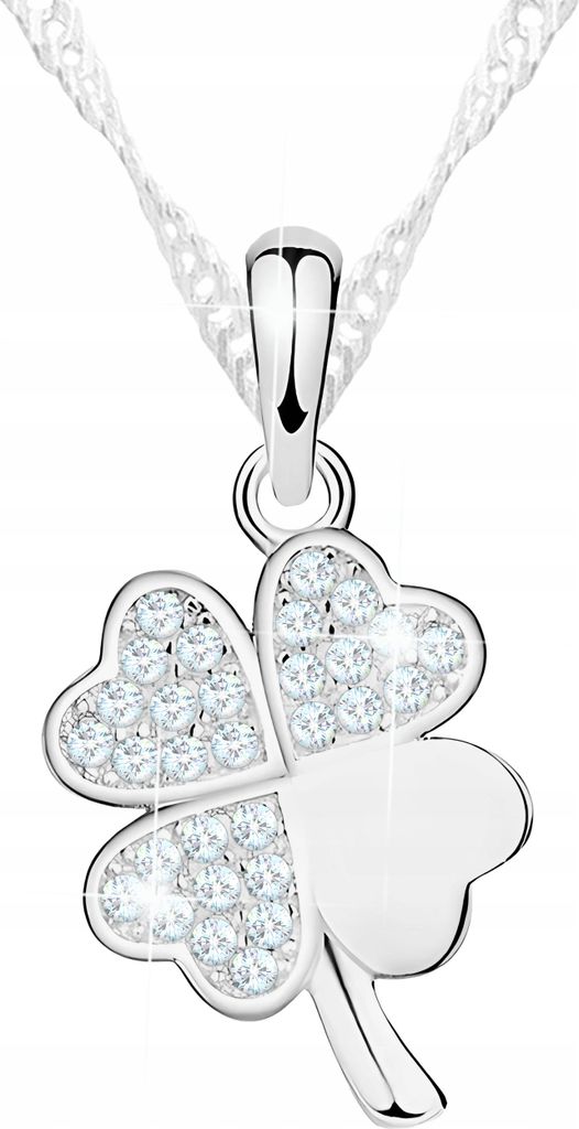 Collana in argento con quadrifoglio in cristallo zirconio, Immagine del prodotto 