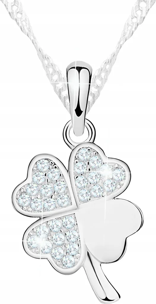 Collana Quadrifoglio Argento 925 con Cristalli - Regalo Portafortuna Donna