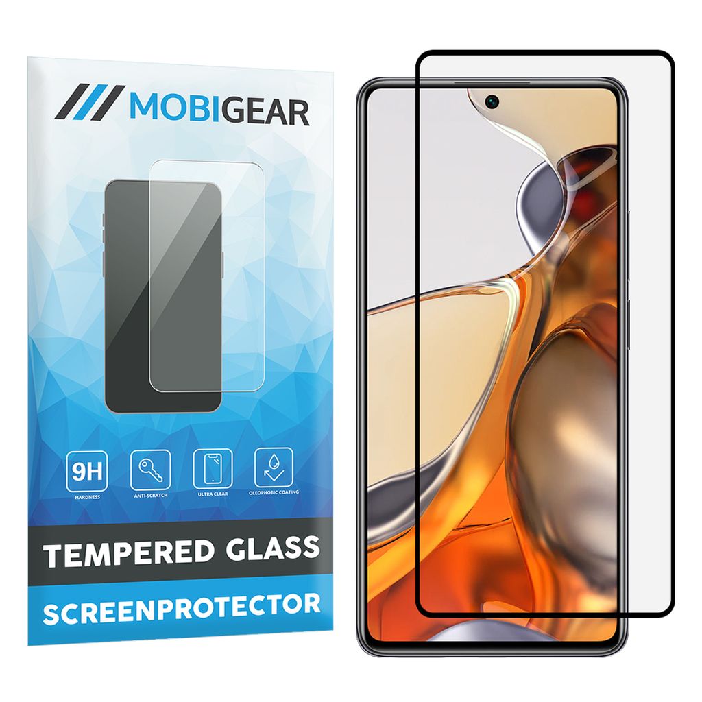 Mobigear Premium 9.98 Xiaomi 11T Pro Panzerglas Gehärtetes Glas Displayschutz - Hüllenfreundlich - Schwarz (3er Pack)