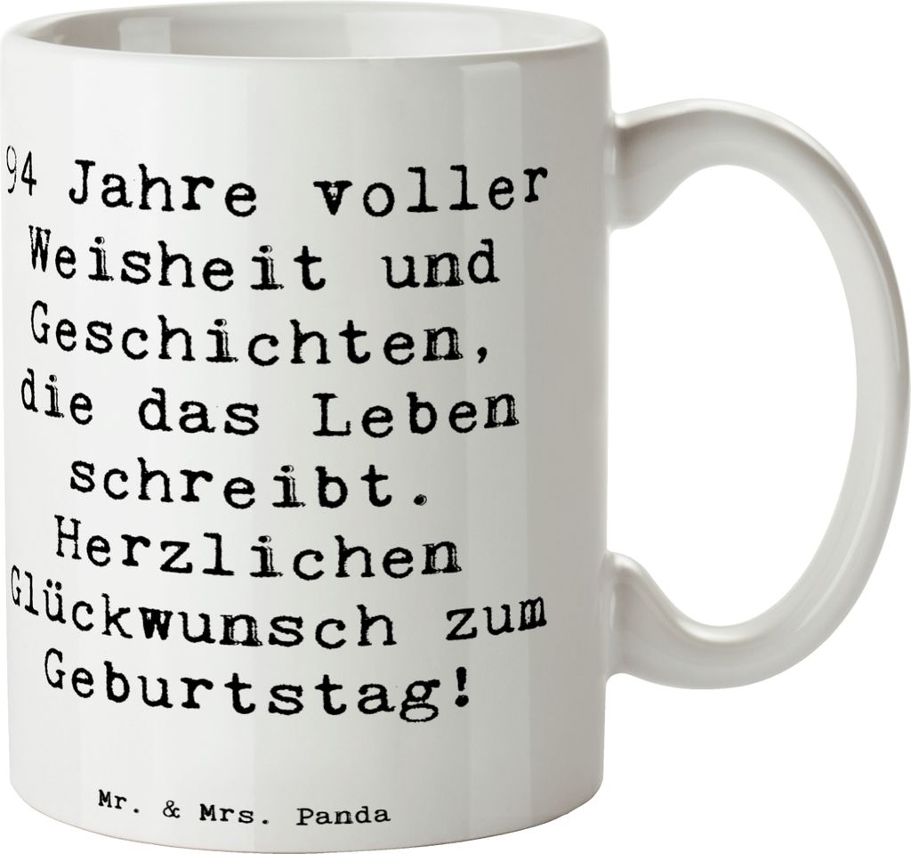 Mr. & Mrs. Panda Becher Spruch 94. Geburtstag - Weiß - Geschenk, Kaffeebecher, Tasse, Hingabe, Glückwunsch, Herzlichen, Kaffeetasse, Weisheit ehr...