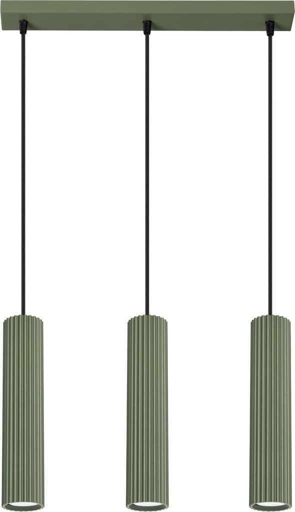 Pendelleuchte Aluminium H: max. 98 cm Olivgrün GU10 3-flammig länglich Modern