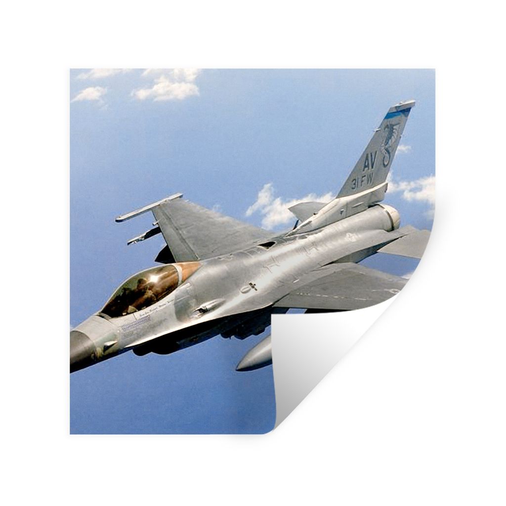 MuchoWow Wandtattoo Wandsticker Wandaufkleber Das Kampfflugzeug F-16 Fighting Falcon 100x100 cm Selbstklebend und Repositionierbar - Wierderverwe...