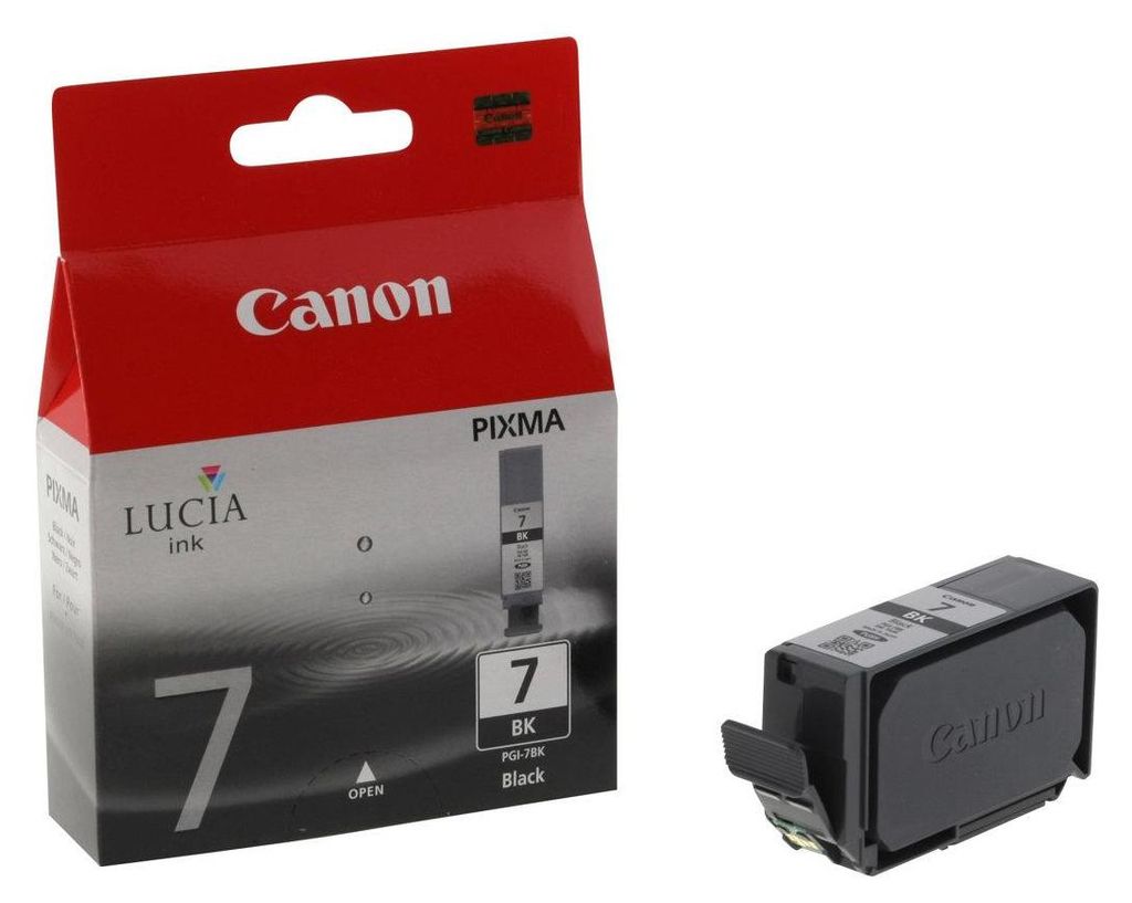 A Canon PIXMA ink cartridge and its packaging are shown against a white background.