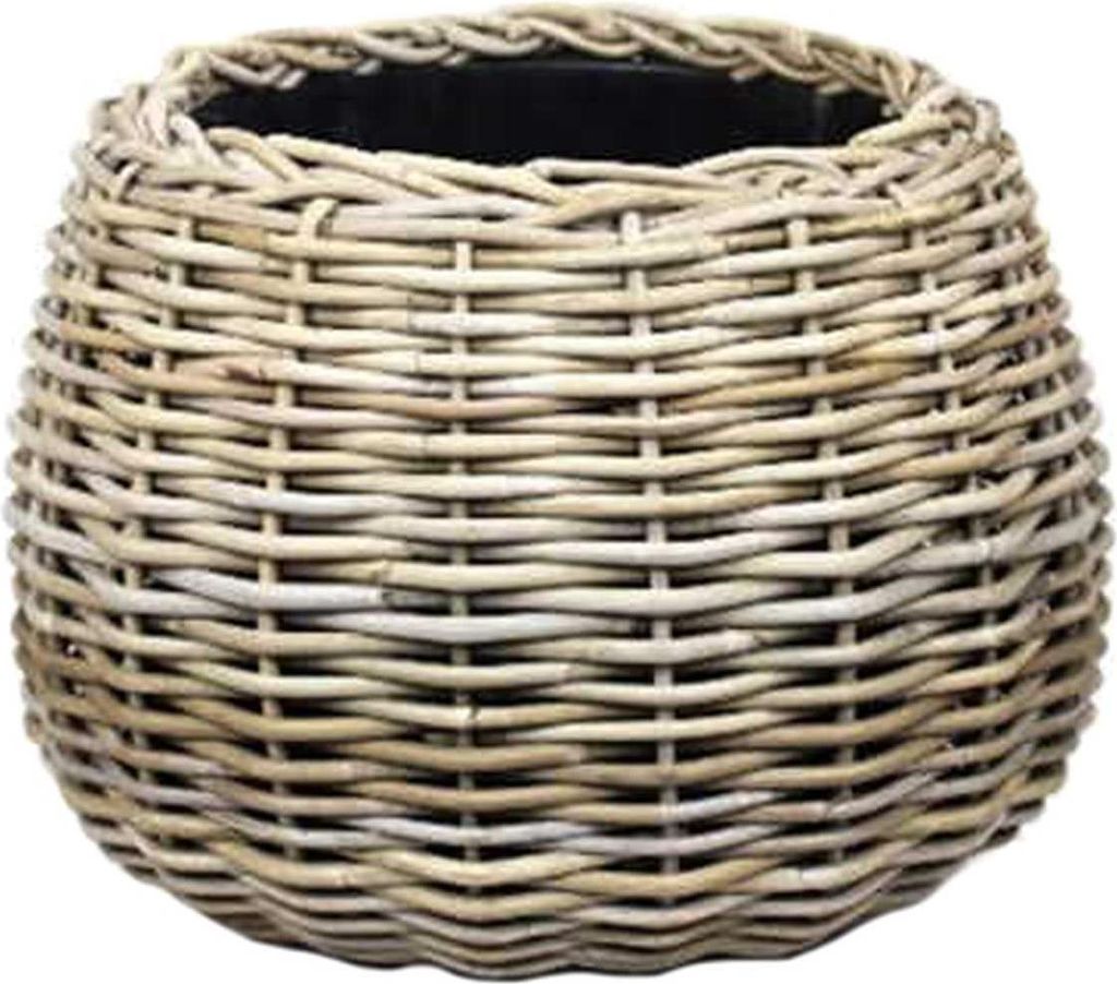 VAN DER LEEDEN DRYPOT® Rattan Tina Pflanzkübel Grau Ø 29 cm Produktbild 