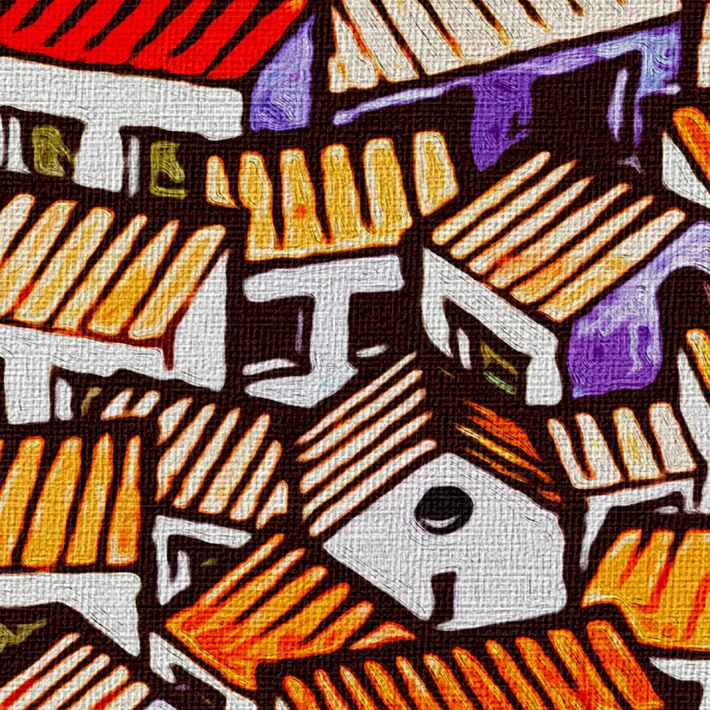 VILLAGE Stampa Artistica su Canvas 50x70 - Telaio in Legno di Abete