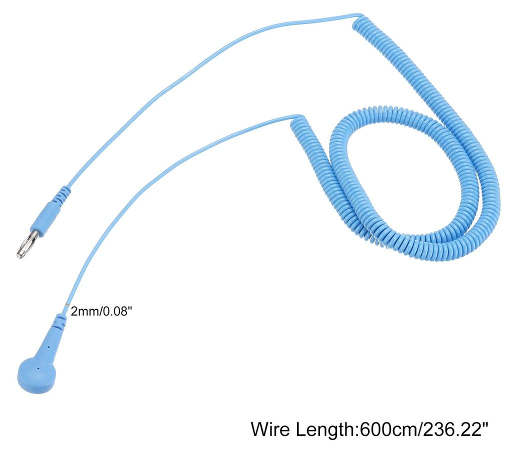 ESD Erdungskabel Kabel 600cm/236 Zoll lang, Antistatisches Erdungskabel mit Laternen-Tipp + Schnalle zur Beseitigung von Leiterelektrostatik, Packu...