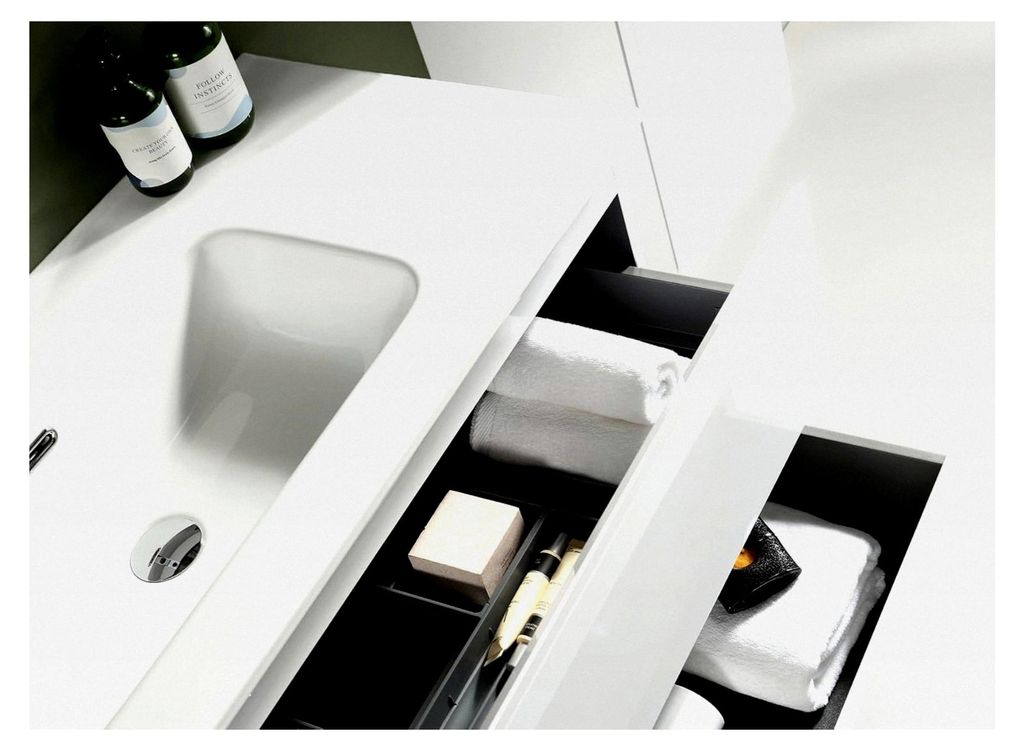 Alpenberger Waschbecken mit Unterschrank 100 cm Breite | Waschtisch Weiß für Gäste-WC und Badezimmer | Waschbeckenunterschrank mit Schubladen | ...