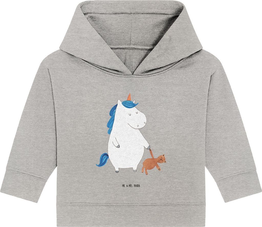 Mr. & Mrs. Panda Organic Baby Hoodie Einhorn Teddy 12. - 18. Monat - Heather Grey - Geschenk, Kapuzensweatshirt, schlafen, Einhörner, Unicorn, Gut...