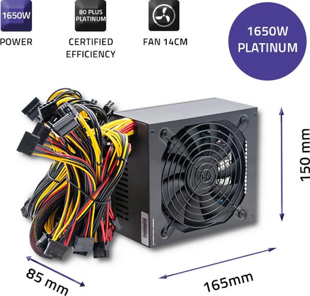 Bloc d'alimentation PC 1650W ATX Qoltec pour stations de travail Pro - 4