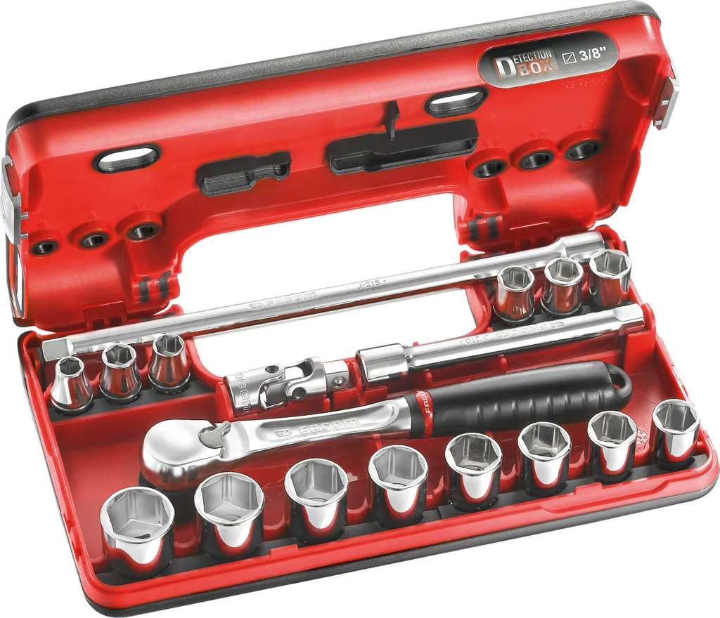 Jeu de douilles 3/8 Facom 6 pans en coffret D-Box pour serrage rapide
