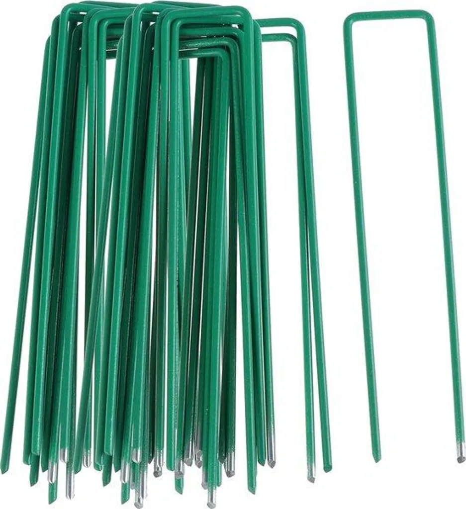 Piquets de jardin en U robustes verts pour fixation au sol - 150 mm