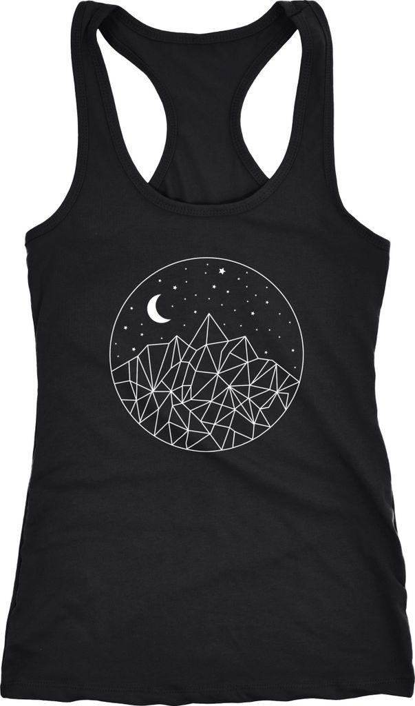 Damen Tank-Top Berge und Sterne Polygon Design Racerback Neverless schwarz XXL