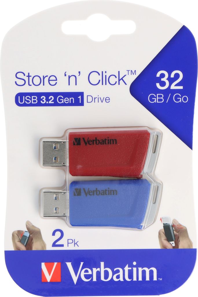Store 'n' Click USB 3.2 Gen 1 2x 32GB Rot/Blau USB-Stick