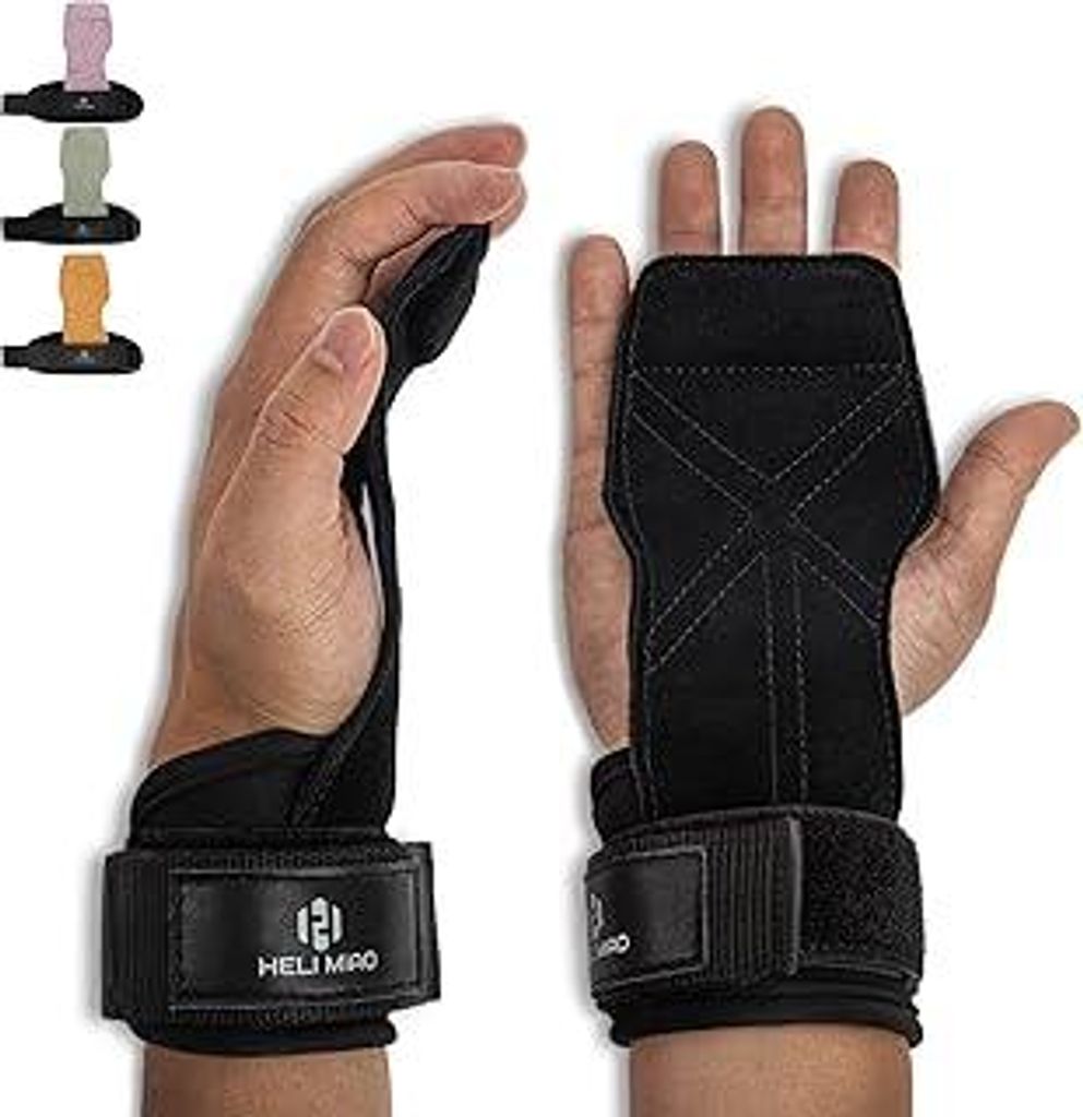 Power Zughilfen Krafttraining, Fast Grip Leder Zughilfe-Handgelenksbandage für Bodybuilding, Fitness, Crossfit, Krafttraining, Powerlifting - Lift...