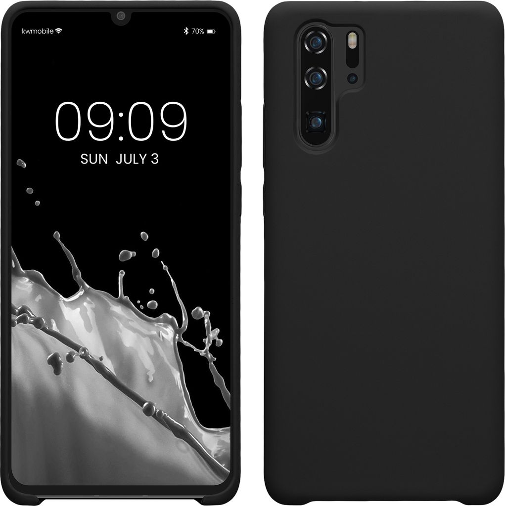 kwmobile Hülle kompatibel mit Huawei P30 Pro Hülle - Silikon Handy Case - Handyhülle weiche Oberfläche - kabelloses Laden - Schwarz matt