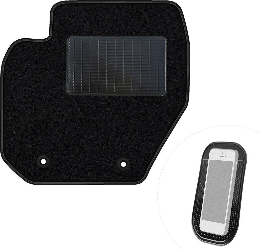 moto-MOLTICO Fahrer Fußmatte Auto Velours Fahrerseite Autoteppiche Schwarz Fahrermatte 1-teilig passend für Volvo S60 II V60 2010–2018