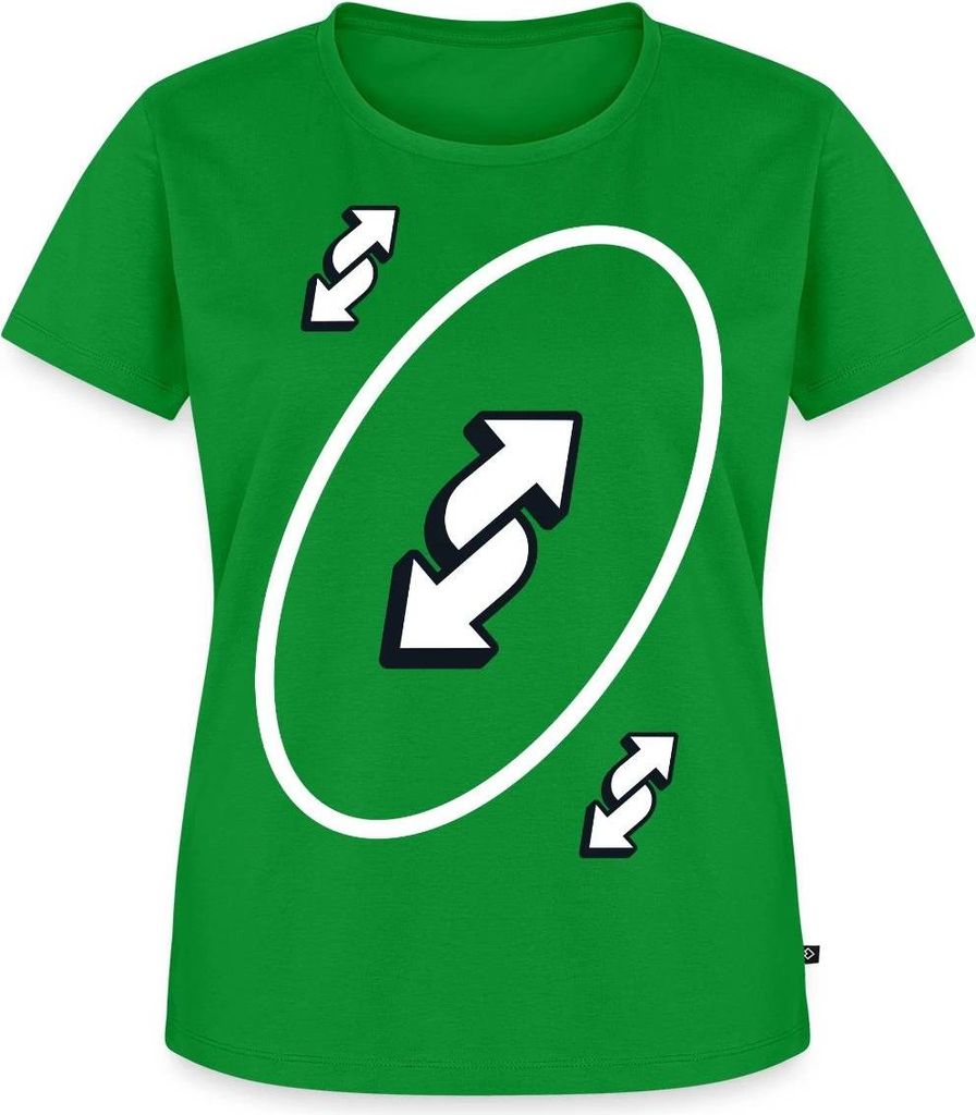 Spreadshirt UNO Karten Kostüm Richtungswechsel-Karte Karneval Frauen Premium T-Shirt, XL, Grün