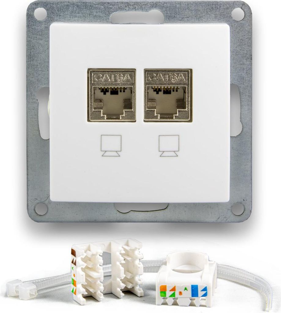 Flair CAT.6a Netzwerkdose mit 2x RJ-45 HD Receiver PVR Produktbild 