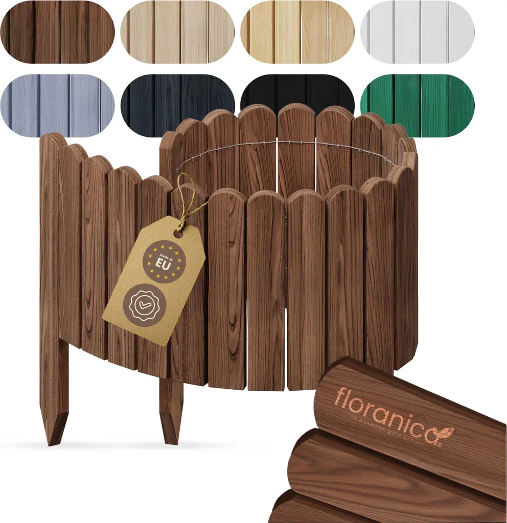 Bordure de Jardin Anti-Envahissement en Bois Brun 40 x 100 cm