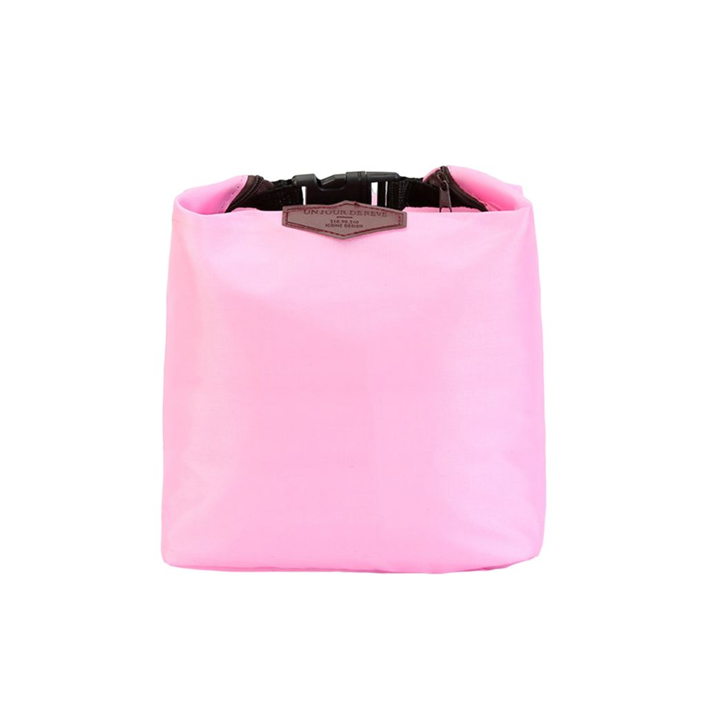 Bento Tasche Wasserdicht Snap Schnalle Nylon Frauen Männer Tragbare Isolierte Lunch Box Tasche für Küche-Rosa