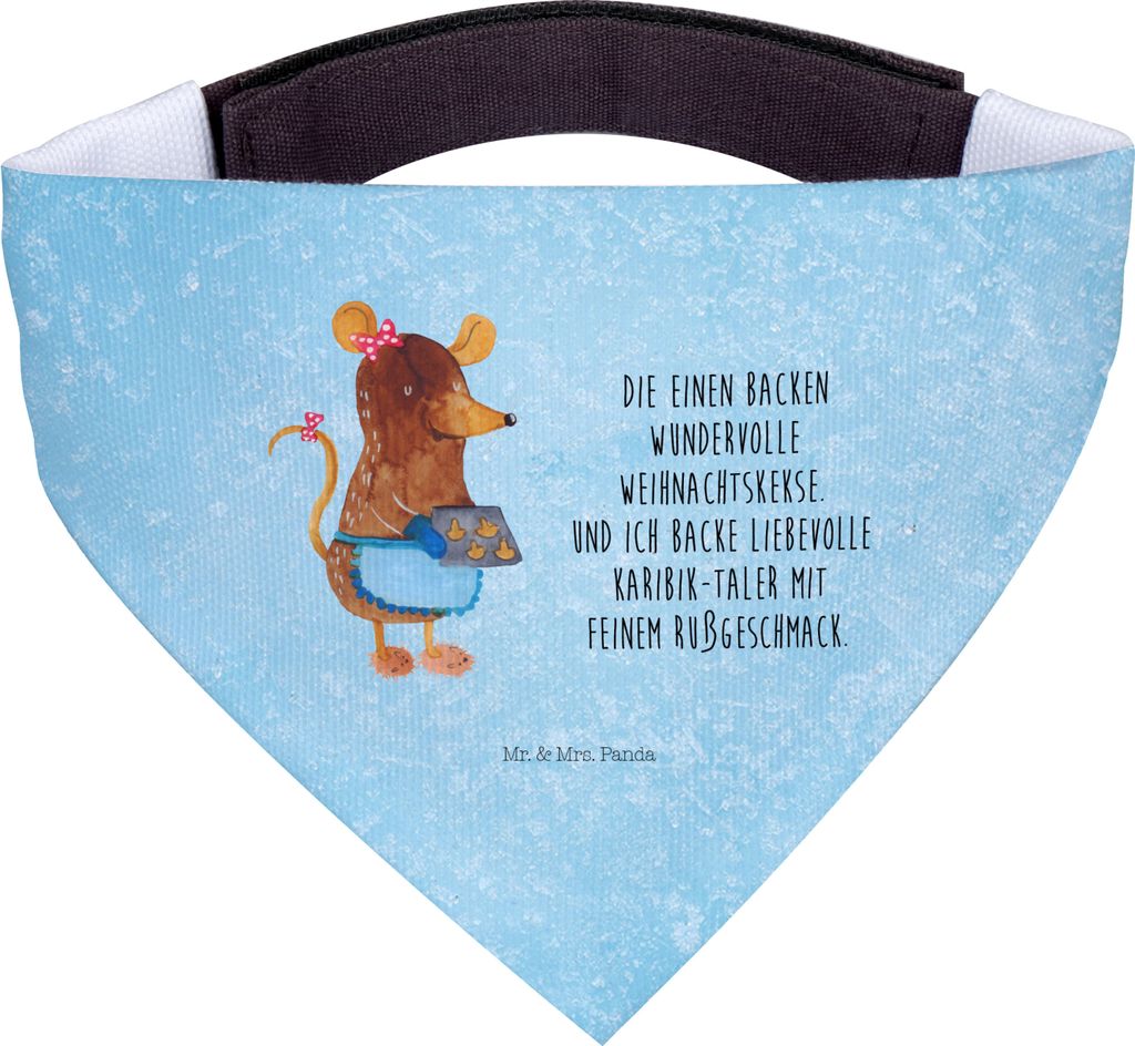 Mr. & Mrs. Panda Halstuch Hund Maus Kekse - Eisblau - Geschenk, Weihnachten, Hundehalstuch, Bandana, Backen, Plätzchen, Dreieckstuch, Winter, Für...