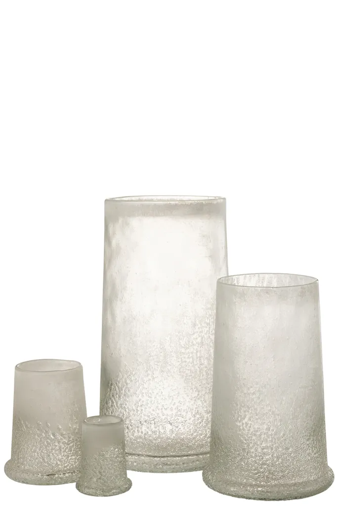 Grand Photophore en Verre Blanc Dépoli Style Scandinave - Modèle XL