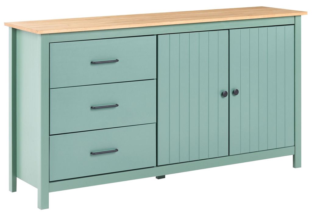 BELIANI Sideboard Grün Kiefernholz 150 cm Lang 3 Schubladen Produktbild 
