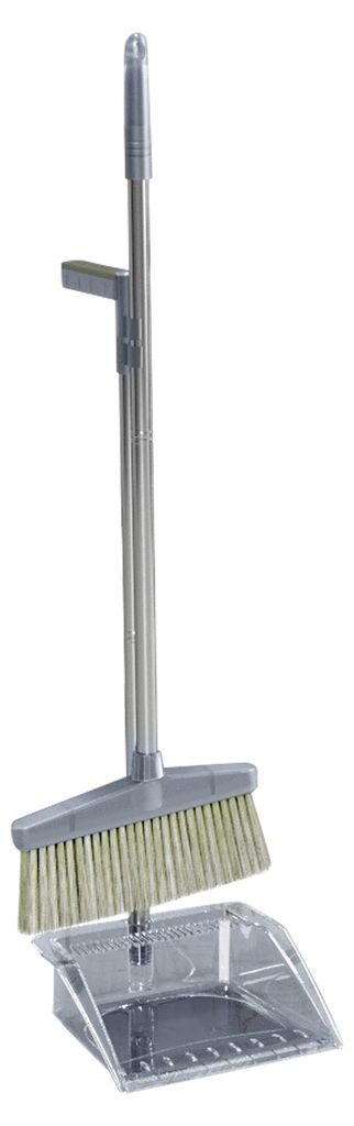 Besen-Kehrschaufel-Set, Reinigungswerkzeug, Kehrschaufel, Bürstenset mit langem Griff, für Zuhause, Schlafzimmer, Grau