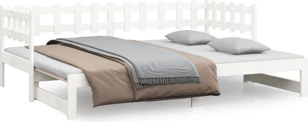 vidaXL Rozkladacia posteľ biela 2x(90x200) cm Masívne Obrázok produktu 