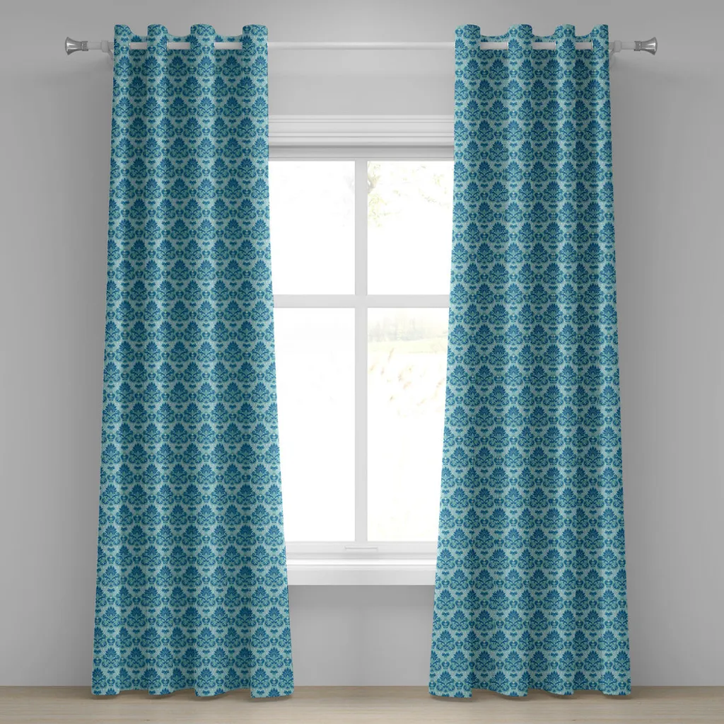 Rideau opaque bleu contre les regards pour fenêtre baroque 280x175 cm