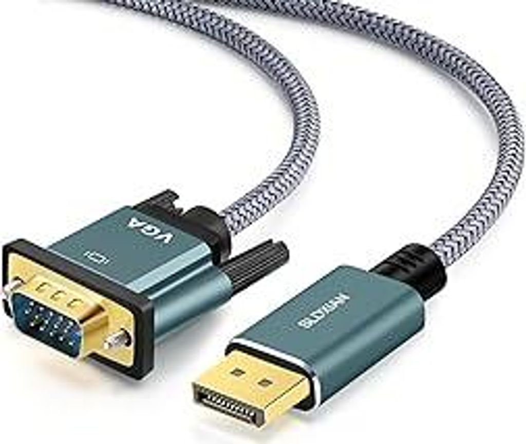 DisplayPort auf VGA Kabel, Vergoldet DP zu VGA Kabel 1080P, DP Stecker zu VGA Stecker Kabel für Laptop, PC, Desktop, Monitor, Projektor (1.8M)