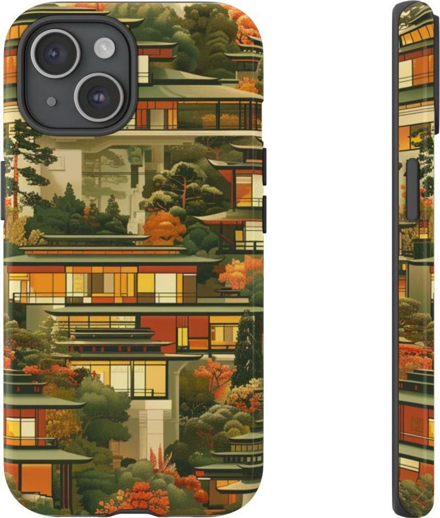 Herbstliche Architektur im modernen Stil – Hülle Kompatibel mit iPhone 15