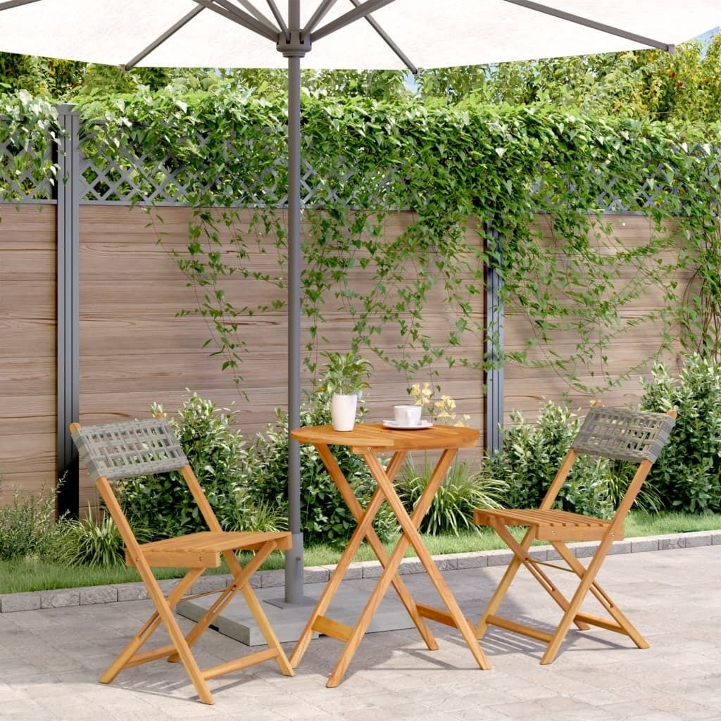 Maison Exclusive - 3-tlg. Bistro-Set Grau Poly Rattan und Massivholz