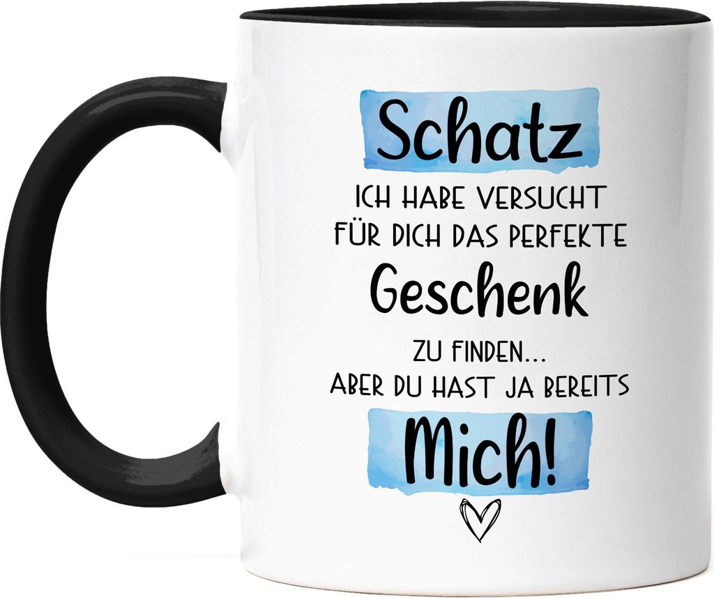 Schatz Geschenk Tasse Schwarz Mit Spruch Ehemann Freund Produktbild 