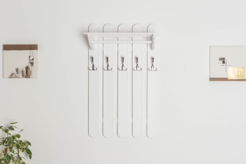 Garderobe Kiefer massiv Vollholz weiß lackiert Junco 348 – Abmessung 100 x 60 x 33 cm