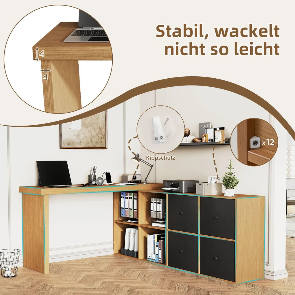 Bureau de travail pivotant pour optimiser les petits espaces en L