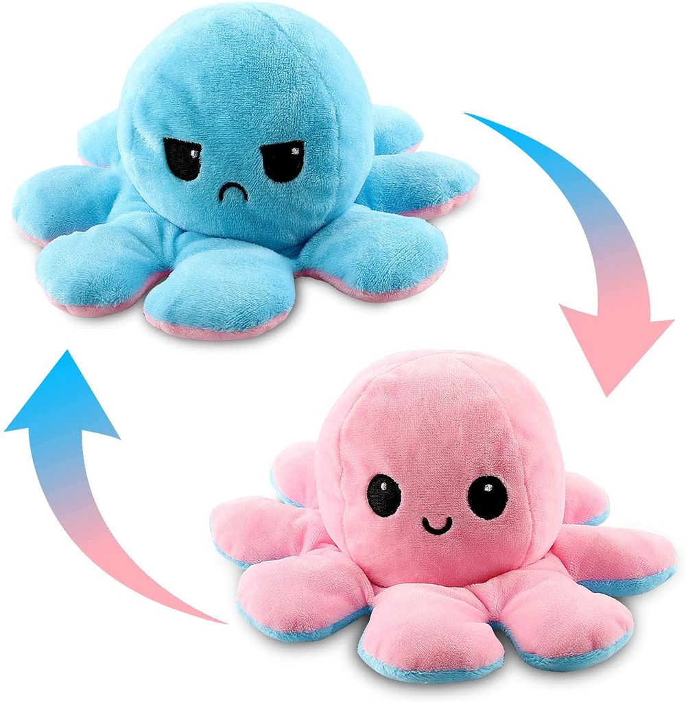 Wende Octopus Plüschtier Doppelseitiges Kuscheltier Stimmung Mood Puppe Doll