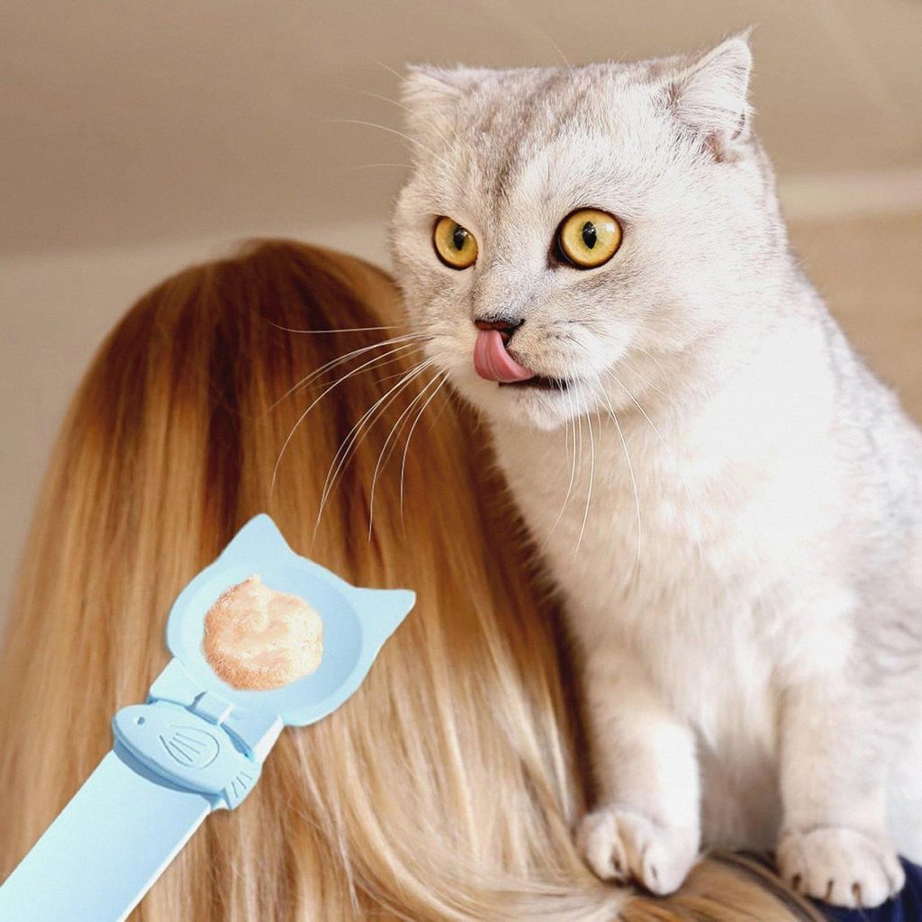 Katzenfutter Löffel 3 Stück, Katzenstreifen Quetschlöffel Feeder Multifunktionaler Haustier-Löffel für Katzen